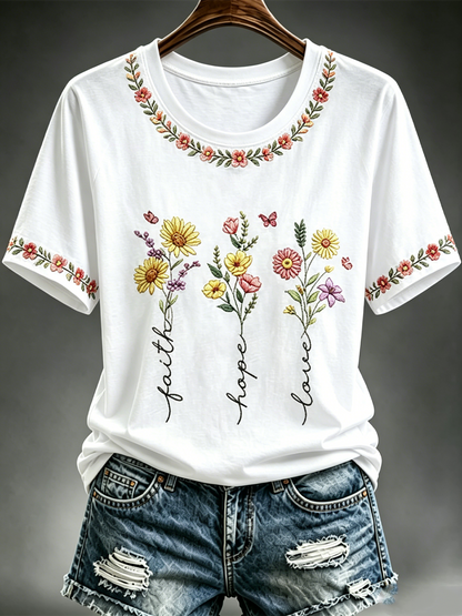 Women's floral print short-sleeved T-shirt