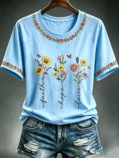 Women's floral print short-sleeved T-shirt