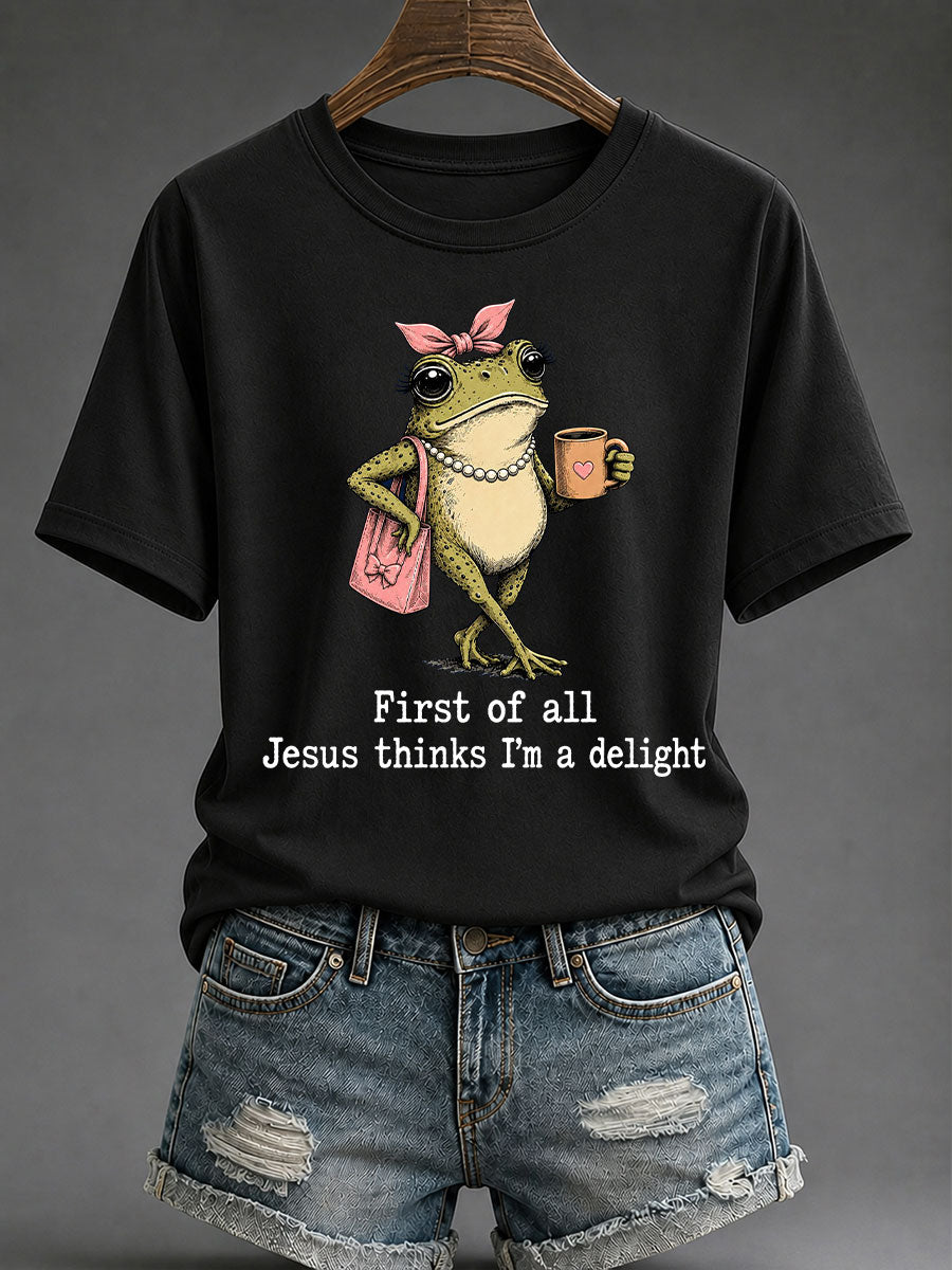 Women's 'Jesus Thinks I'm A Delight' Printed Casual T-Shirt