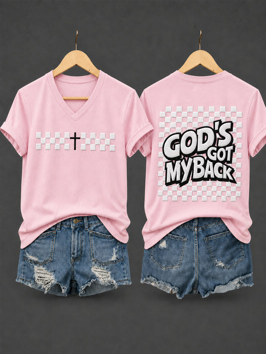 Women's Christian GOD'S GOT MY BACK CROSS Short Sleeve T-shirt