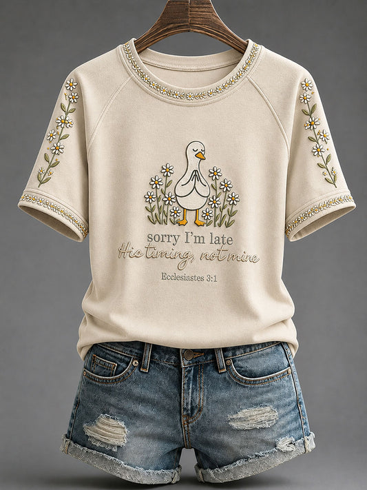 Women's 'Sorry I'm Late' Print Casual T-Shirt
