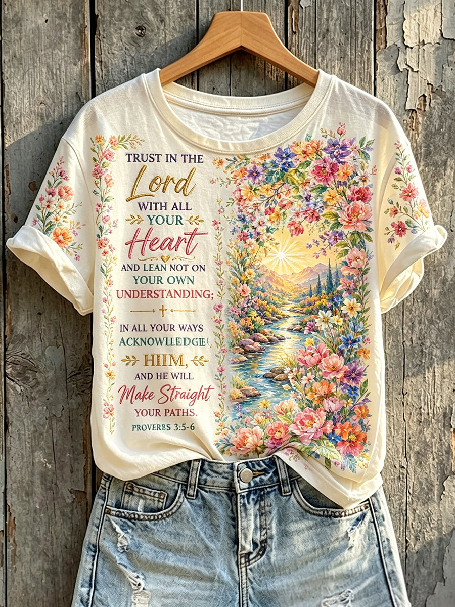 Women's Trust in the Lord With All Your Heart Print Short-sleeved T-shirt