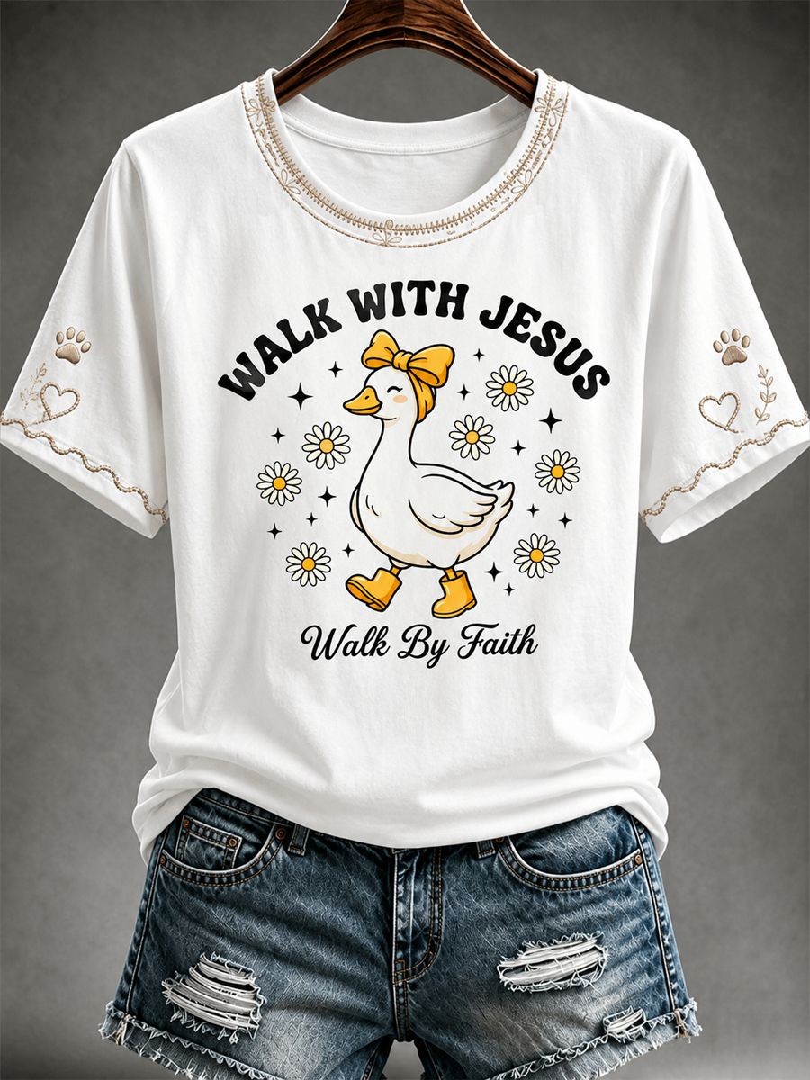 Women's Faith Printed short-sleeved T-shirt