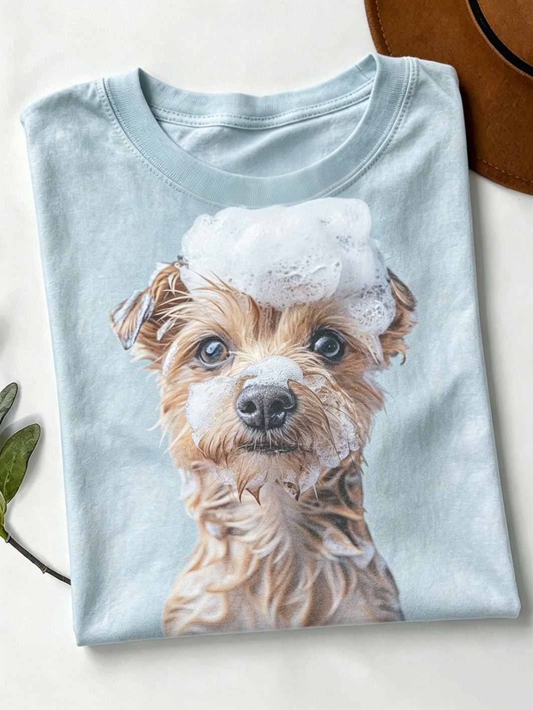 Women's cute dog pattern printed short-sleeved T-shirt