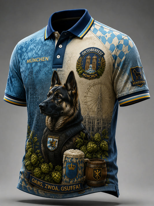 Retro Munich-Style Casual Polo Shirt for Beer Lovers