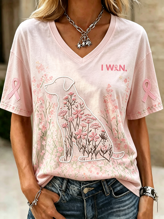 Women's Breast Cancer Awareness Print short-sleeved T-shirt