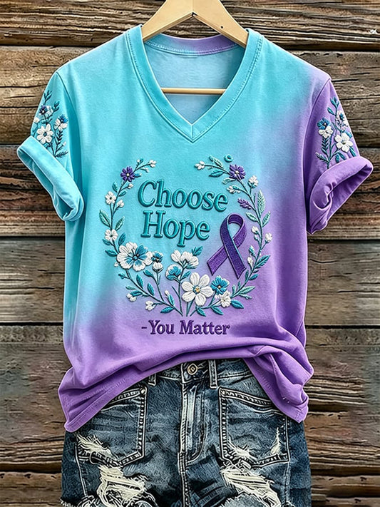 Women's Suicide Prevention Awareness Print T-shirt