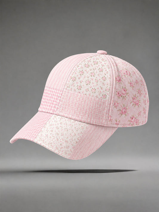 Pink Floral Print Casual Unisex Hat