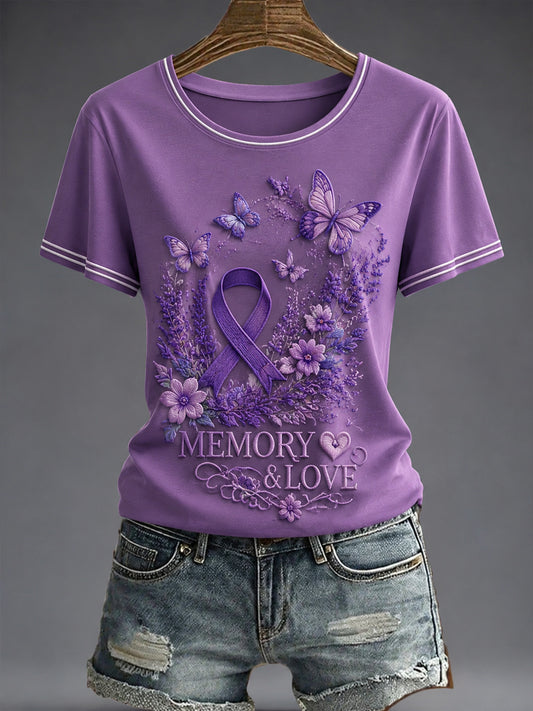 Women's Purple Flora Art Printed T-shirt