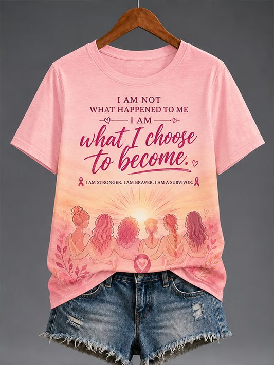 Women's Breast Cancer Awareness Print short-sleeved T-shirt