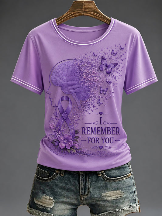 Women's Purple Flora Art Printed T-shirt