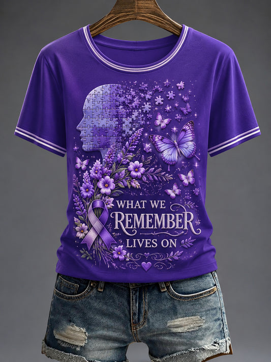 Women's Purple Flora Art Printed T-shirt