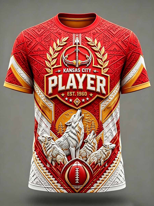 Men's Football Print Casual T-Shirt