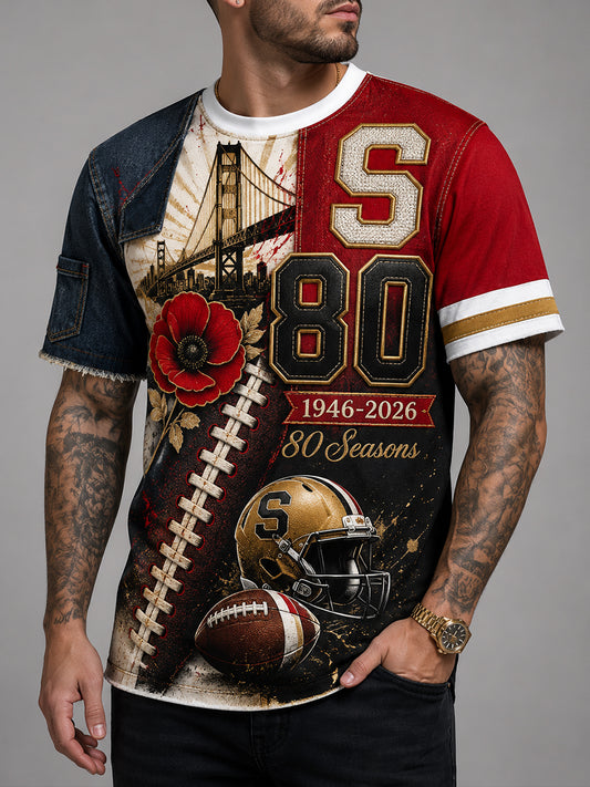 Men's San Francisco 49ers 80th Anniversary Art Print T-shirt
