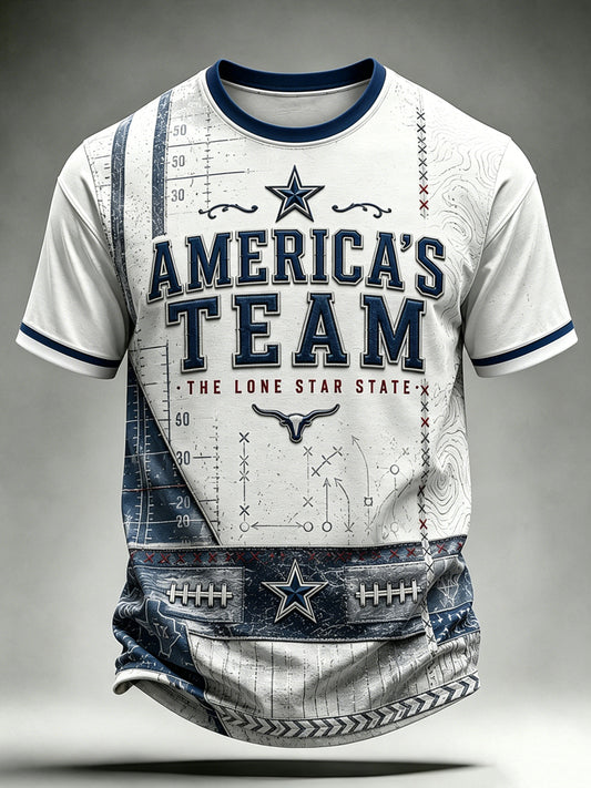 Men’s Rugby Dallas Cowboys Printed Casual Short-Sleeve T-Shirt