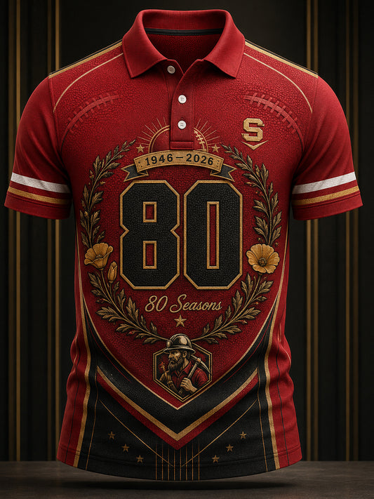 Men's San Francisco 49ers 80th Anniversary Art Print Polo