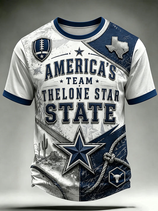 Men’s Rugby Dallas Cowboys Printed Casual Short-Sleeve T-Shirt