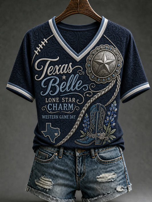 Women’s Rugby Dallas Cowboys Printed Casual Short-Sleeve T-Shirt