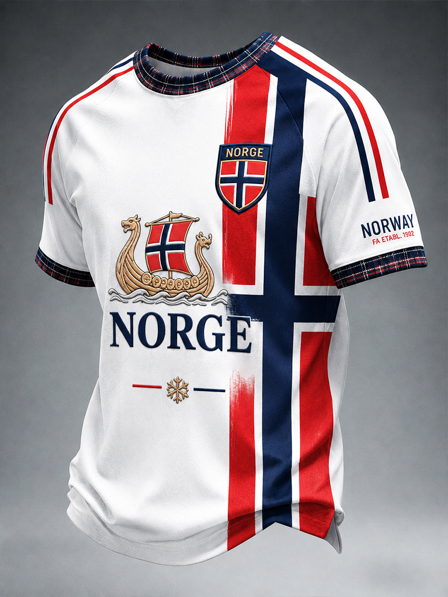 Retro Nordic Viking-Style Graphic Casual T-Shirt