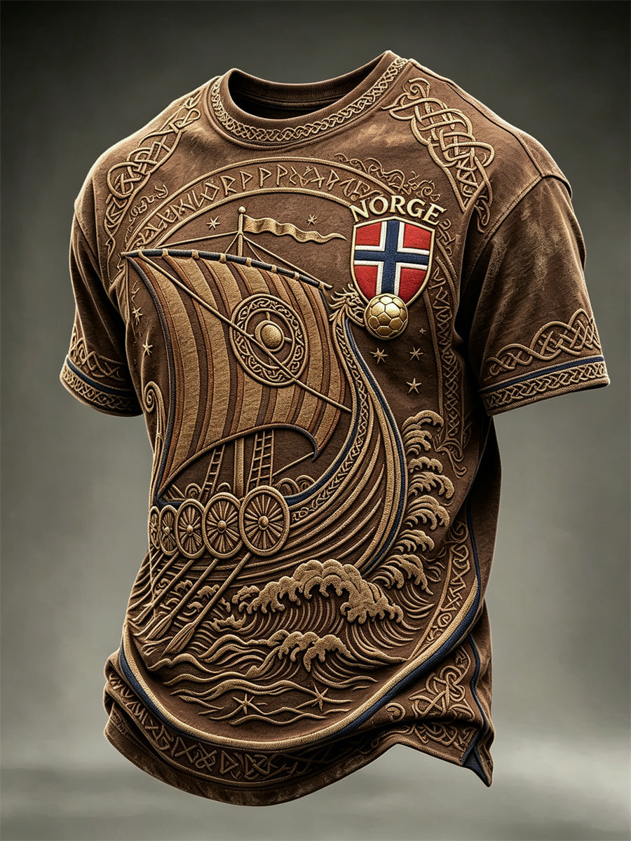 Men's Norway Football Viking Ship Celtic Knot Print short sleeves t-shirt