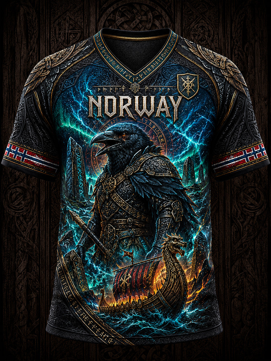 Retro Norwegian Animal Nordic Art Print Casual T-Shirt