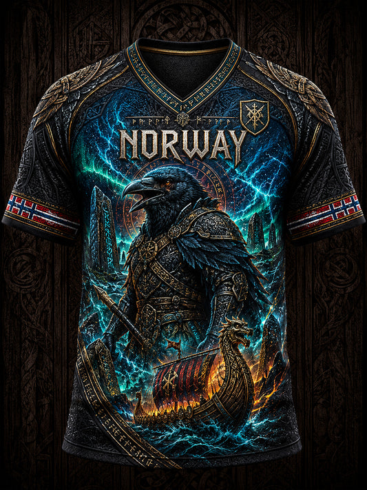 Retro Norwegian Animal Nordic Art Print Casual T-Shirt