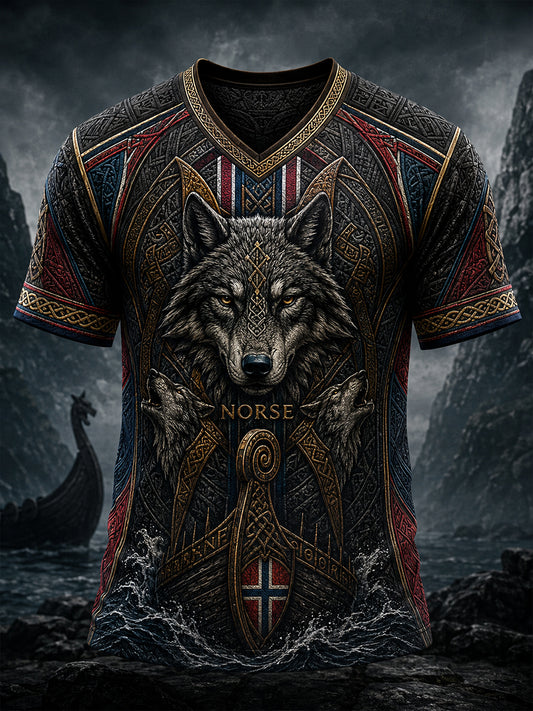 Retro Norwegian Animal Nordic Art Print Casual T-Shirt