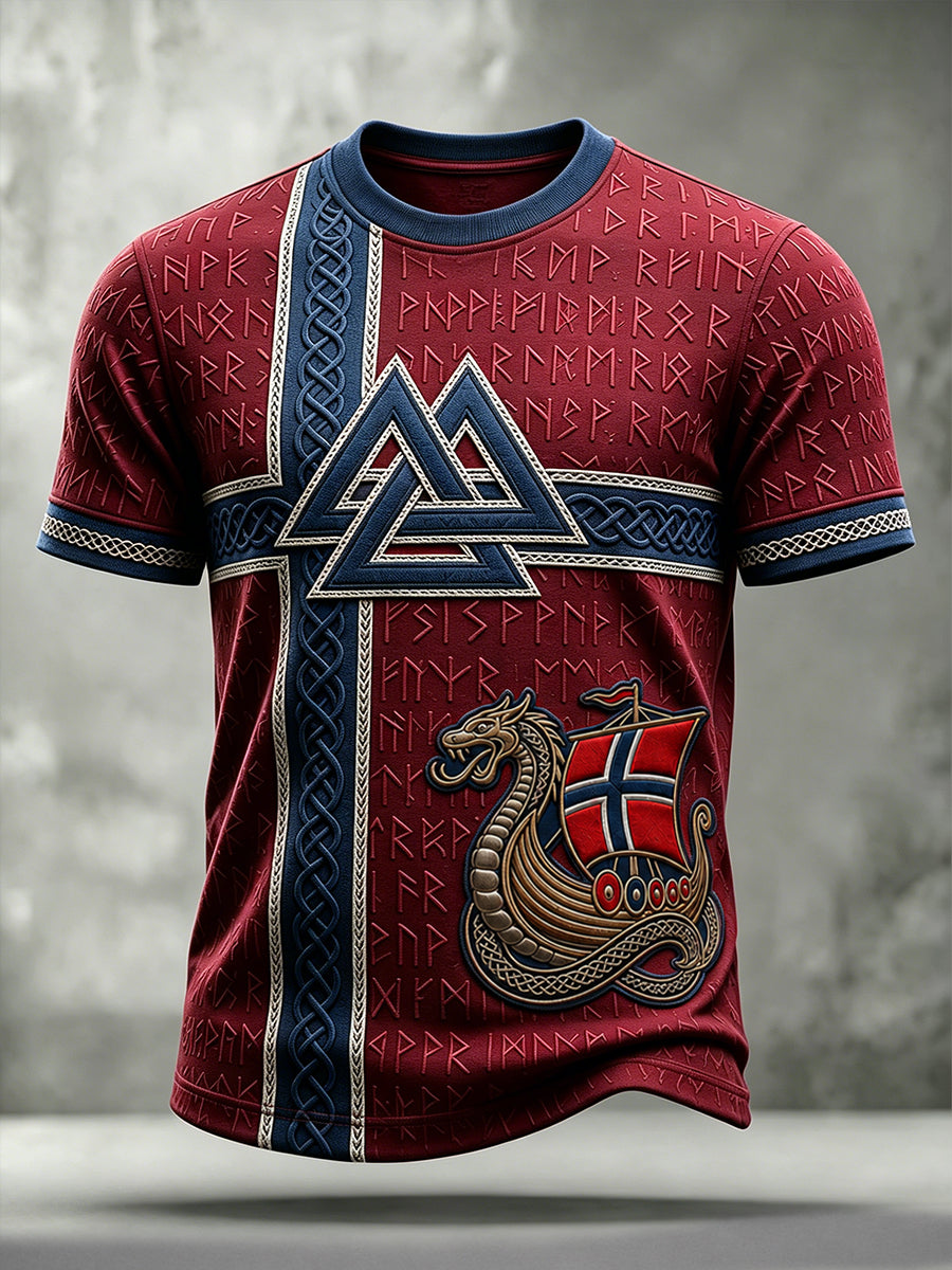 Men's Viking Valknut Celtic Art Norway Flag Short Sleeves t-shirt