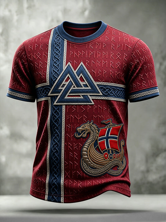 Men's Viking Valknut Celtic Art Norway Flag Short Sleeves t-shirt