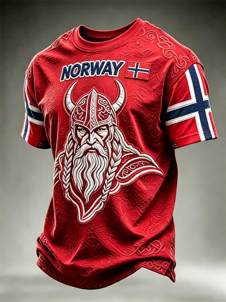 Men's Norway Viking Warrior Celtic Knot Flag Print short sleeves t-shirt