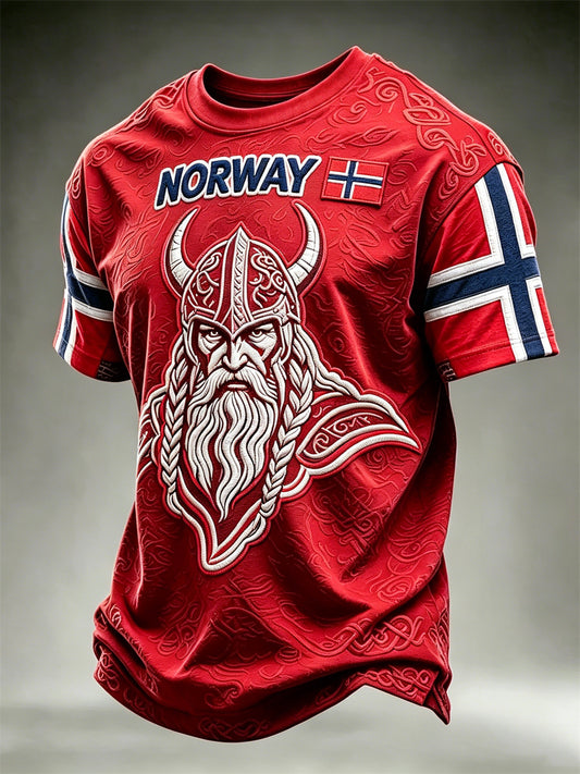 Men's Norway Viking Warrior Celtic Knot Flag Print short sleeves t-shirt