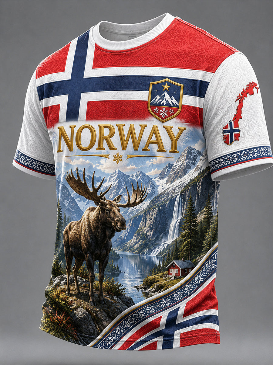 Retro Norwegian VikingScandinavianNordic Style Graphic Casual T-Shirt