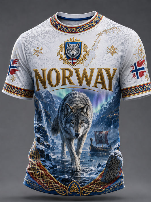 Retro Norwegian VikingScandinavianNordic Style Graphic Casual T-Shirt