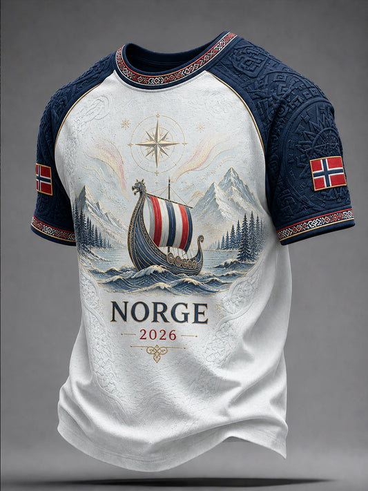 Vintage Norwegian “Forward” Patchwork Casual T-Shirt