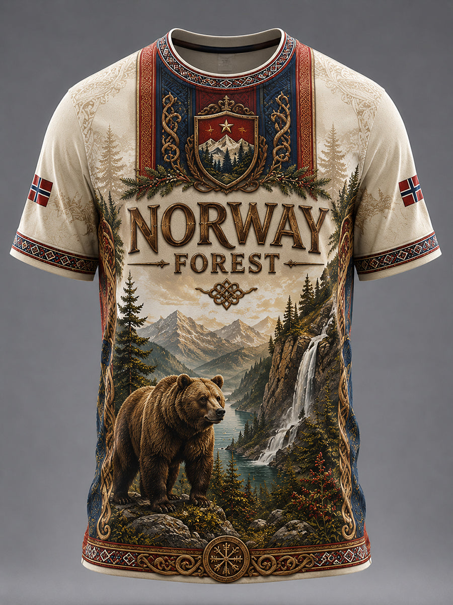 Retro Norwegian VikingScandinavianNordic Style Graphic Casual T-Shirt