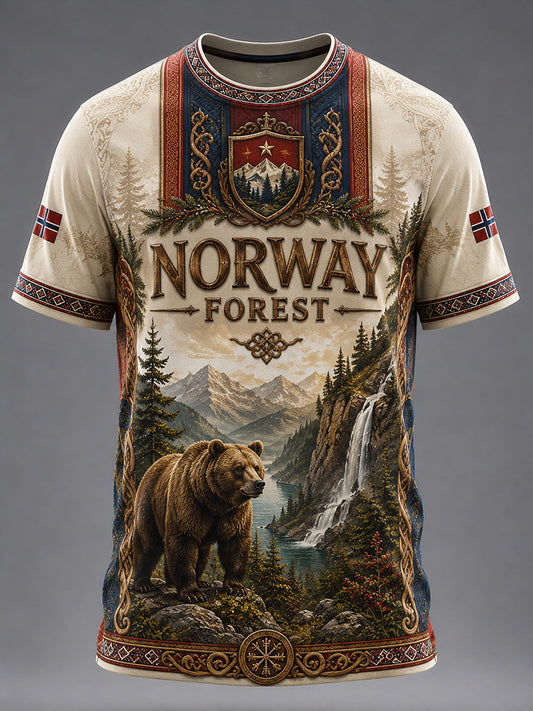 Retro Norwegian VikingScandinavianNordic Style Graphic Casual T-Shirt