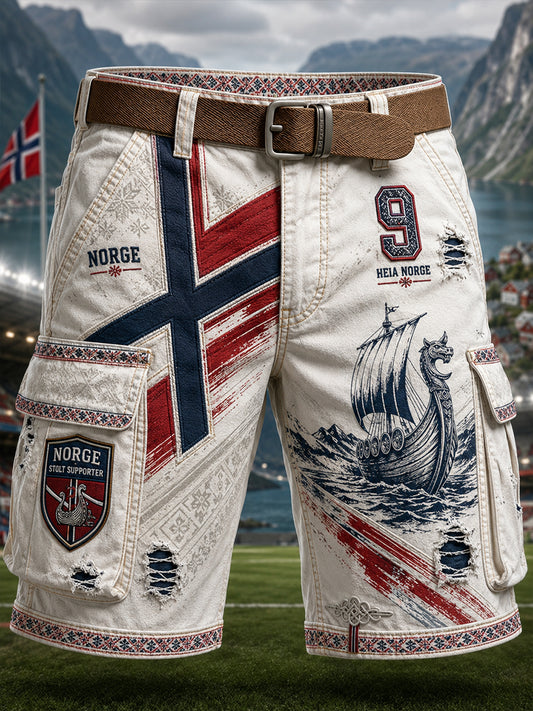 Men's Viking Norway Art Print Casual Shorts