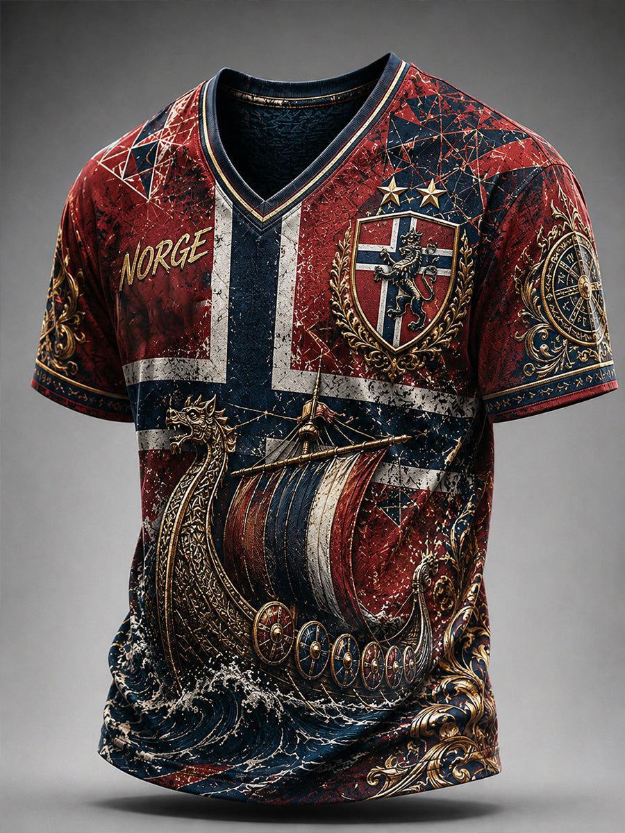 Retro Norwegian VikingScandinavianNordic Style Graphic Casual T-Shirt