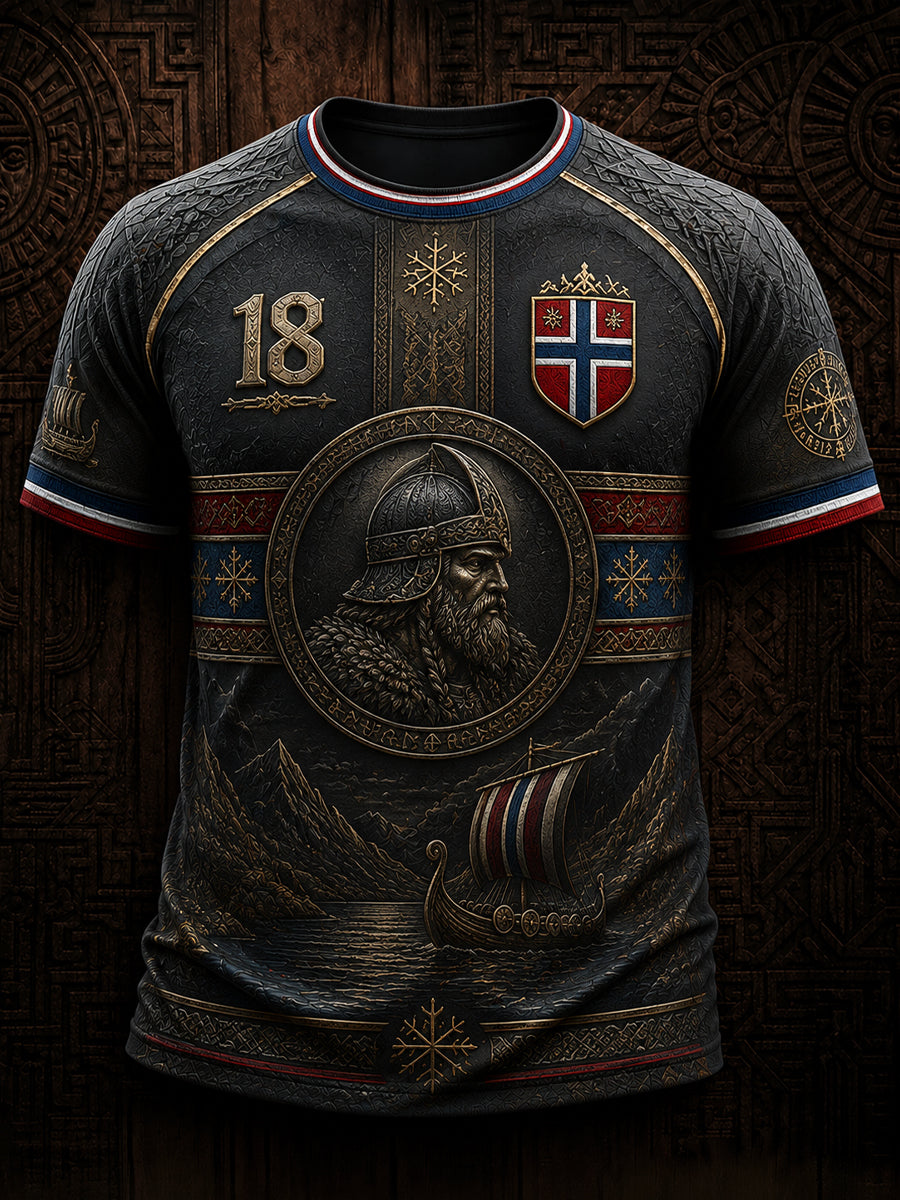 Retro Norwegian Viking Warrior Casual T-Shirt