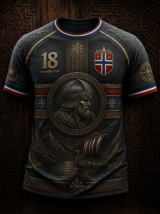 Retro Norwegian Viking Warrior Casual T-Shirt