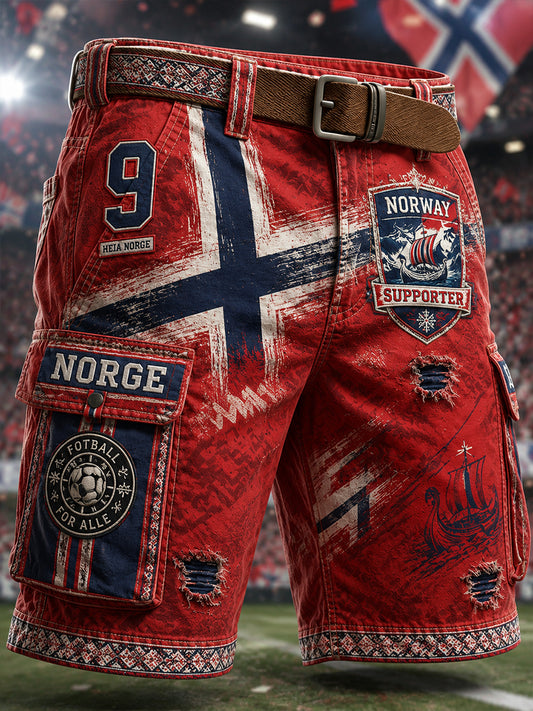 Men's Viking Norway Art Print Casual Shorts
