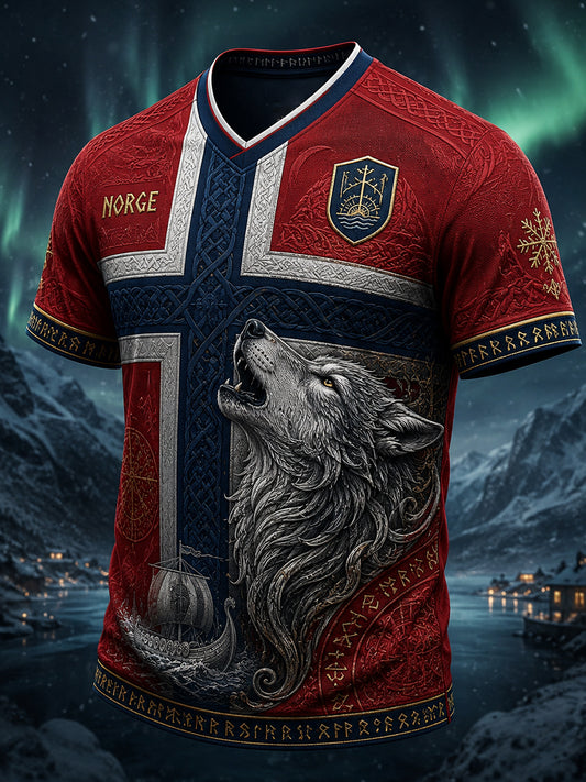 Retro Norwegian VikingScandinavianNordic Style Graphic Casual T-Shirt