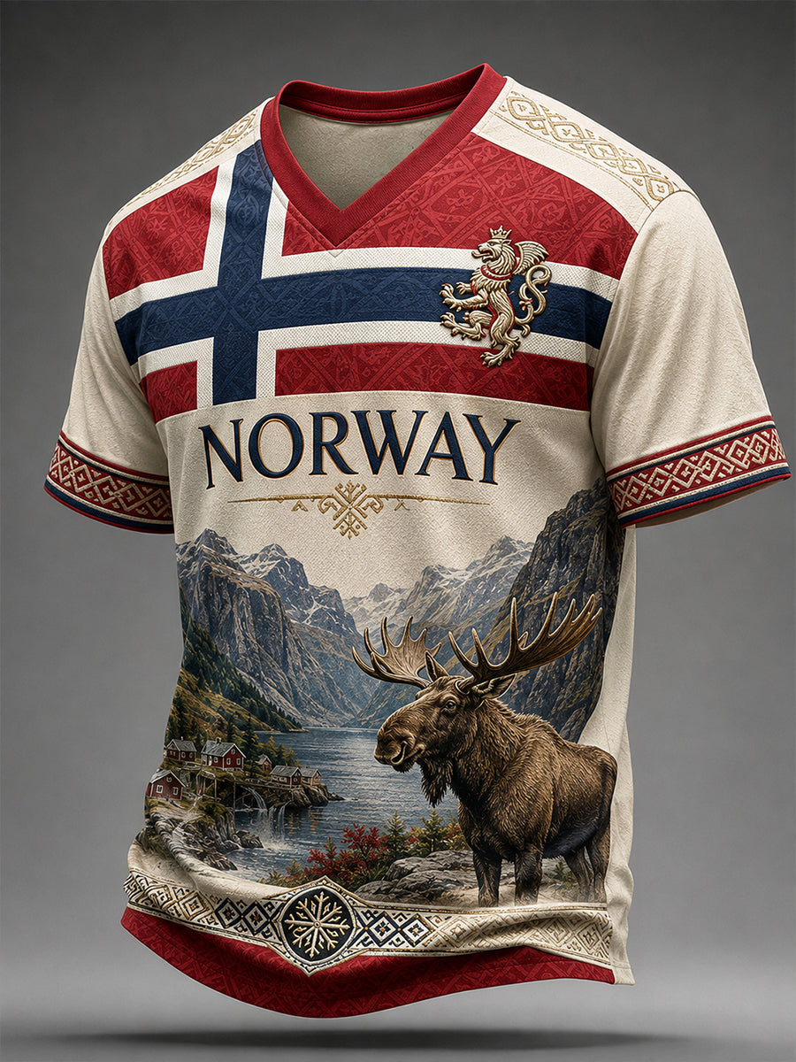 Retro Norwegian VikingScandinavianNordic Style Graphic Casual T-Shirt