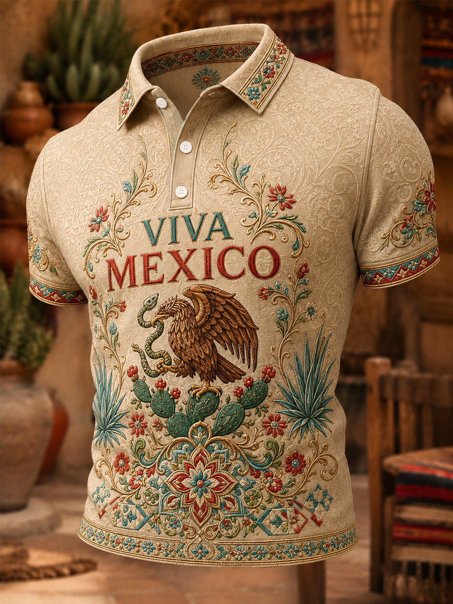Men's Mexican Pride Printed Casual Polo