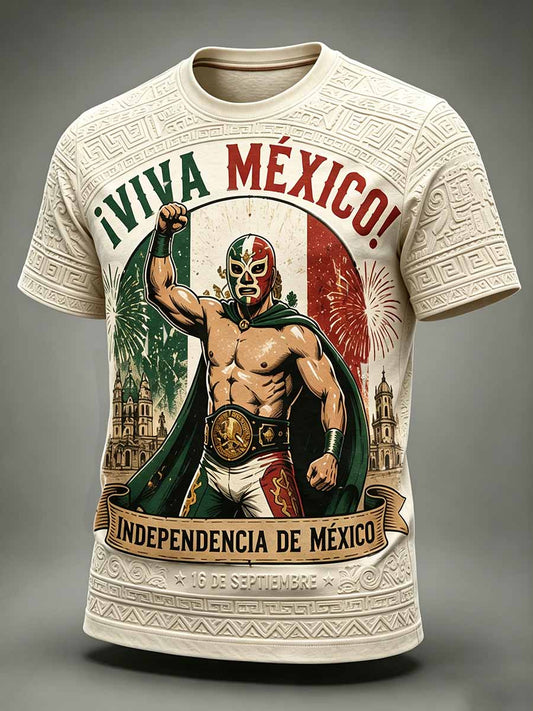Men's Mexican Wrestling Art Print T-Shirt