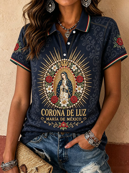 Women's Mexico Assumption of Mary Art Printed Casual Tops