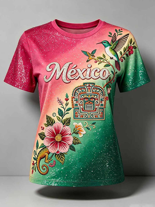 Women's Fashion Mexican Pattern Print T-Shirt