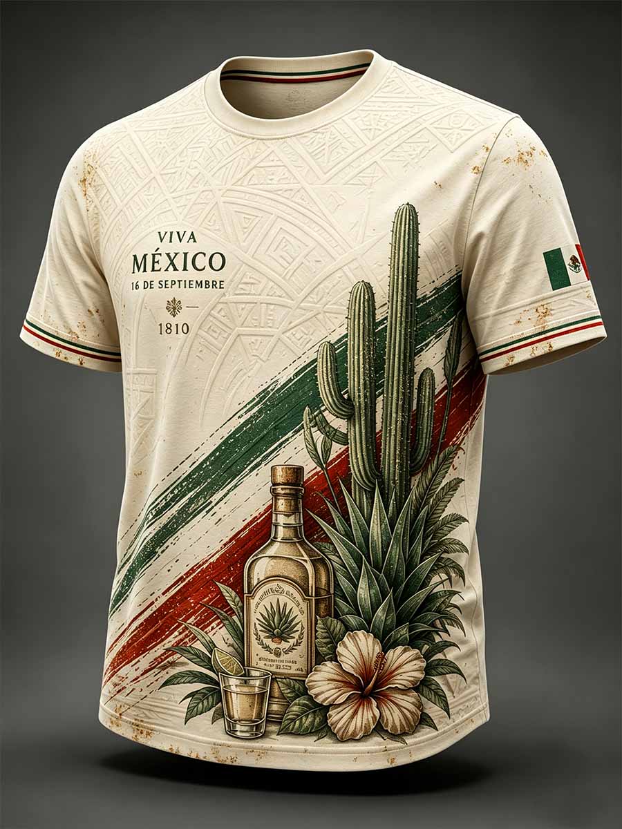Men's Mexican Independence Day Printed Casual T-Shirt