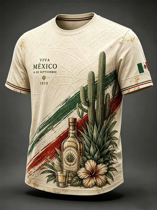 Men's Mexican Independence Day Printed Casual T-Shirt