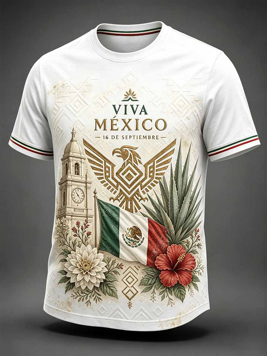 Men's Mexican Independence Day Printed Casual T-Shirt